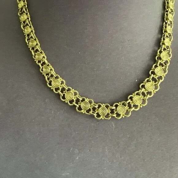 Vintage Two-tone Chain Link Choker Necklace 20"-Adjustable Bold Reversible - Picture 4 of 4